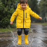 Impermeable Unisex Infantil Mostaza Interior Polar
