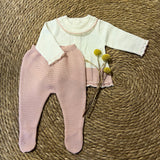 Conjunto Newborn de Punto con Pie – Rosa