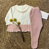 Conjunto Newborn de Punto con Pie – Rosa