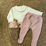 Conjunto Newborn de Punto con Pie – Rosa