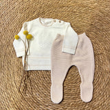 Conjunto New Born de Punto con Polaina – Beige
