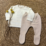 Conjunto New Born de Punto con Polaina – Beige