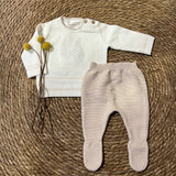 Conjunto New Born de Punto con Polaina – Beige