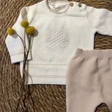 Conjunto New Born de Punto con Polaina – Beige