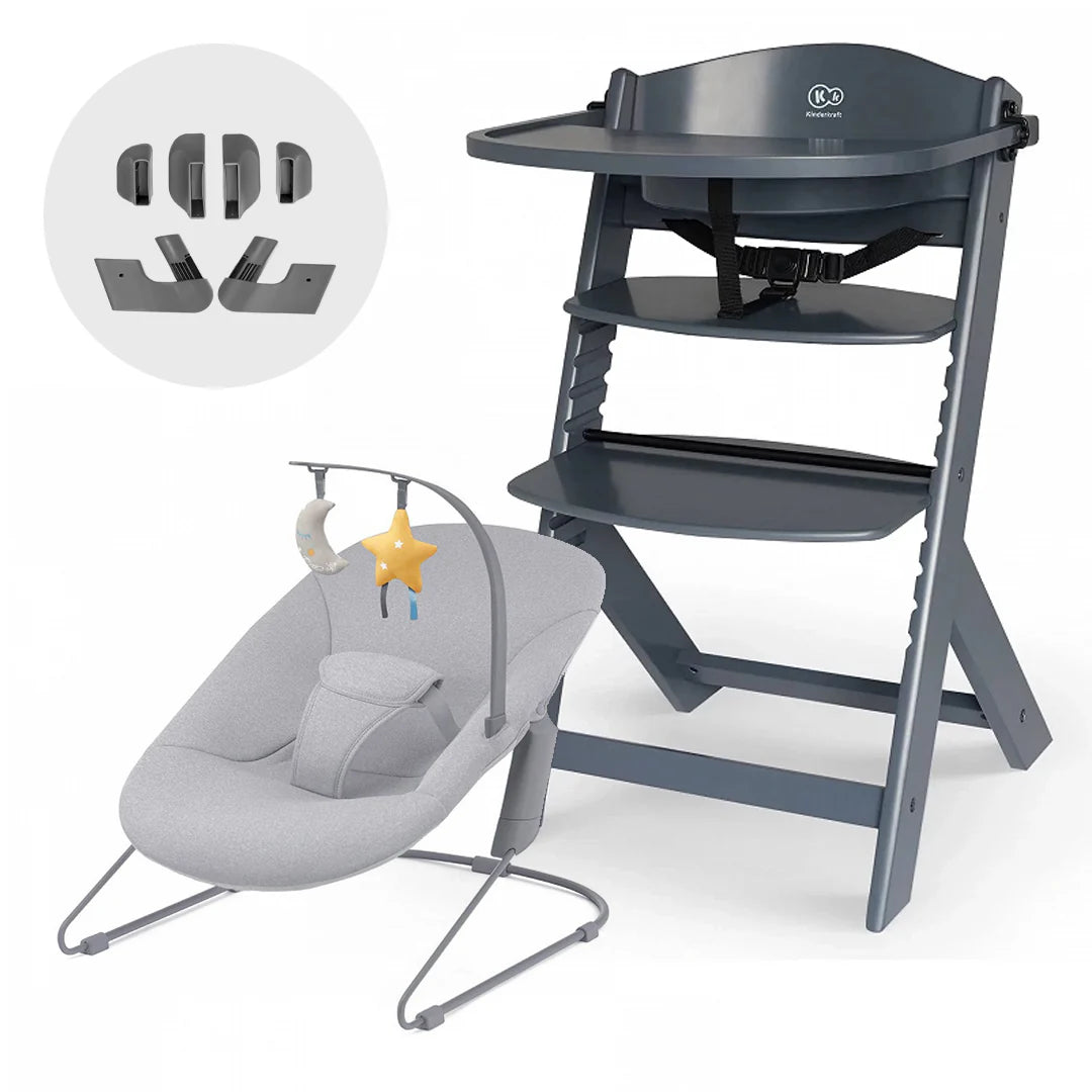 Silla de comer evolutiva 4 en 1 Enock + Mecedora Calmee - KinderKraft